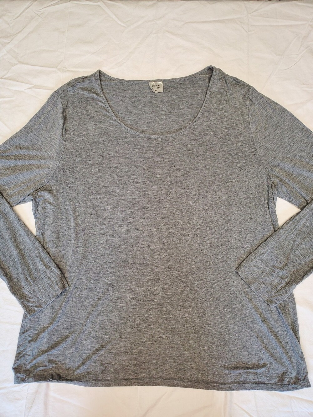 Soma Chico's Long Sleeve Scoop Neck Tee XL Heather Gray Soft Drapey Layering Top